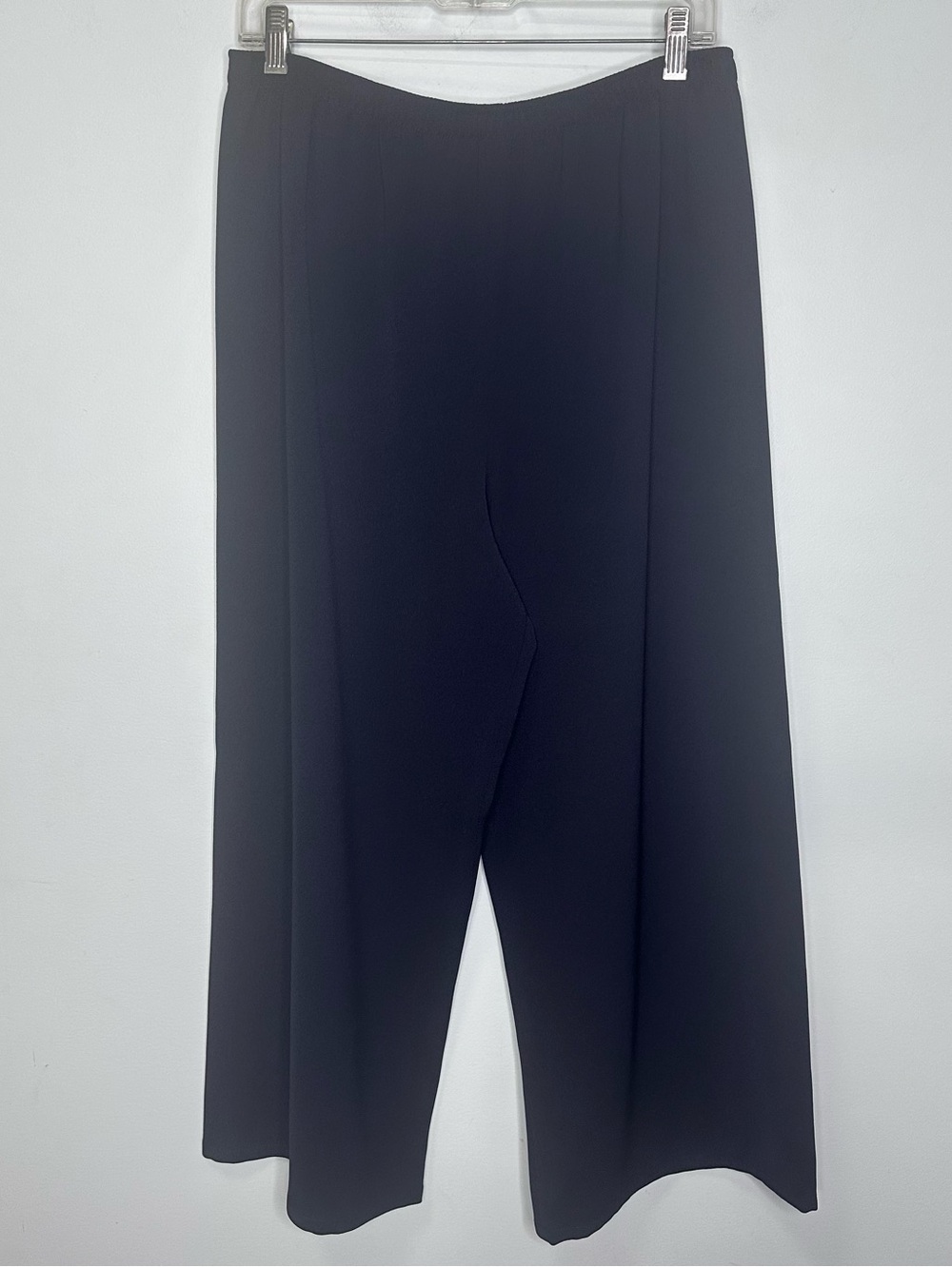 Harari Women’s Navy Blue Elastic Waist Pull On Wide Leg Dress Pants